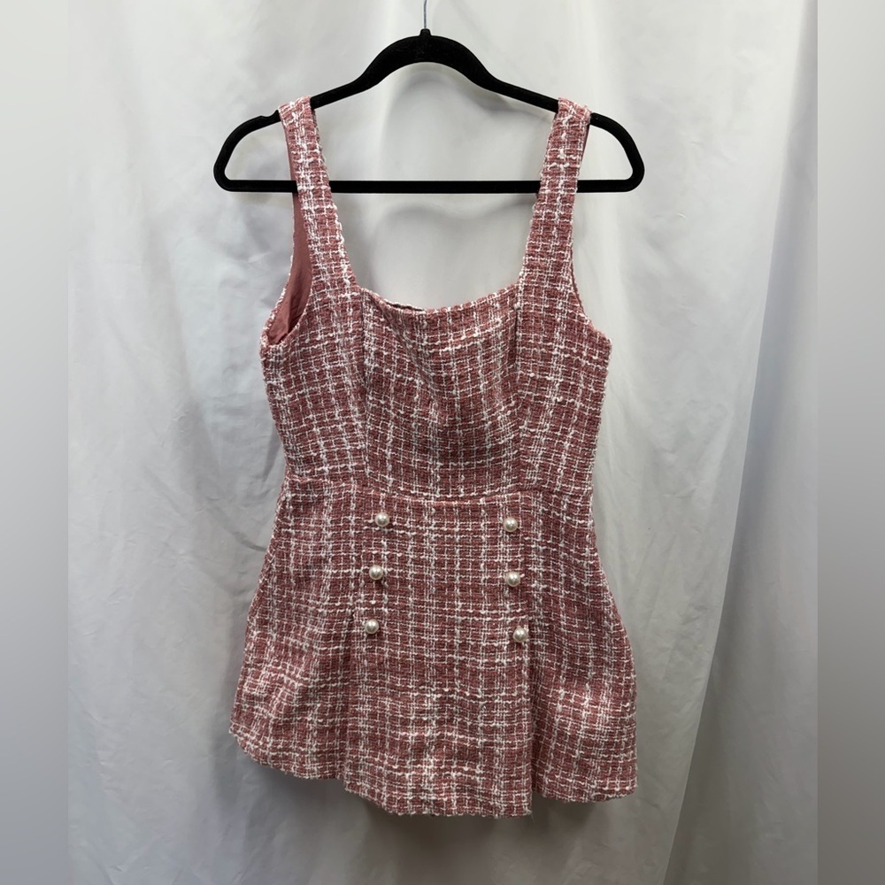NWT Forever 21 pink plaid tweed romper size M